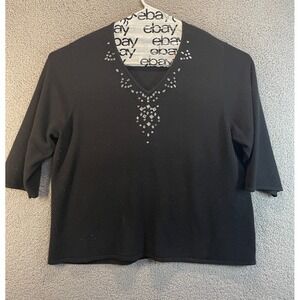Designers Originals‎ Sweater Women Size 2X Black  Beads Casual